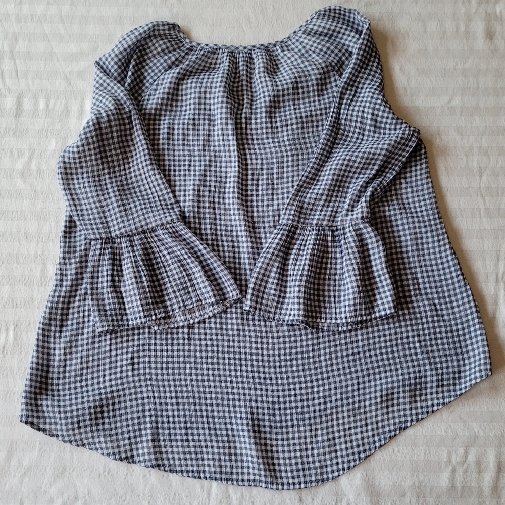Fred David  Black and White Gingham Blouse Size L - Picture 9 of 9